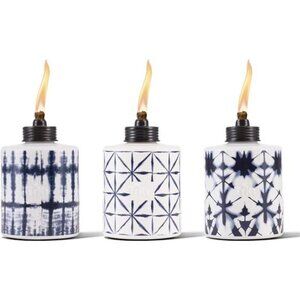 TIKI Glass Tie-Dye Tabletop Torches, 3-Pack – Decorative Outdoor TIKI Torches